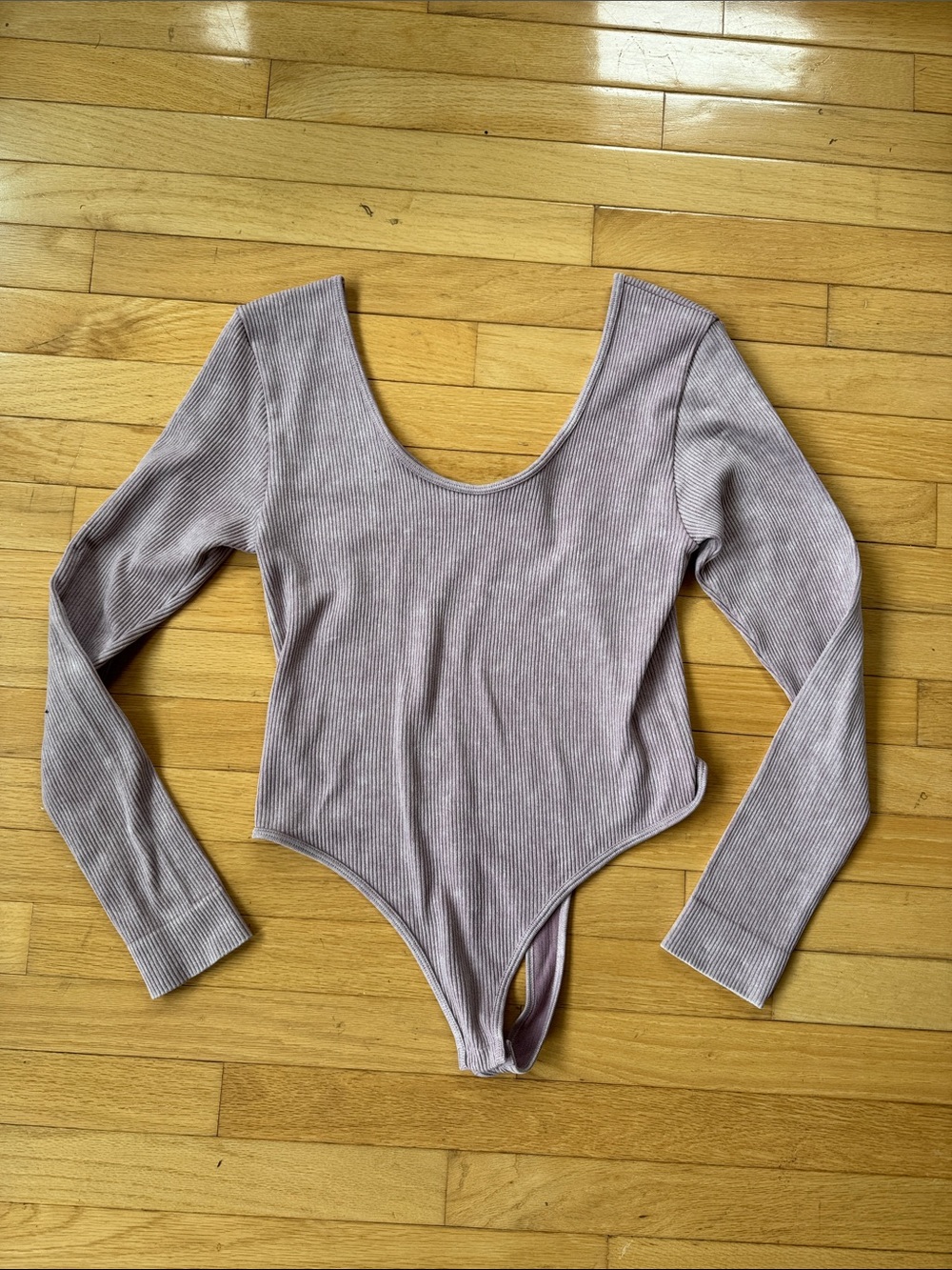 NWT primark mineral washed lilac ribbed long sleeve scoop neck/back bodysuit
